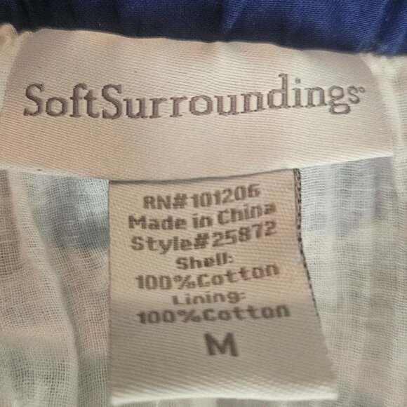 Soft surroundings white blue boho Beachy Cottagecore Lined Paisley Skirt M - Picture 7 of 8